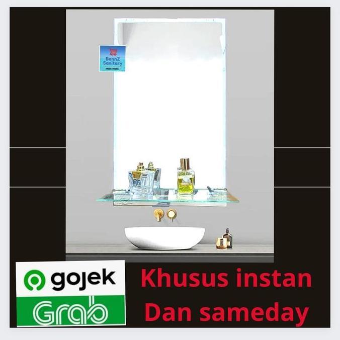 TERMURAH - kaca cermin wastafel kotak dengan plangset / kaca cermin tembok ketebalan 5 mm