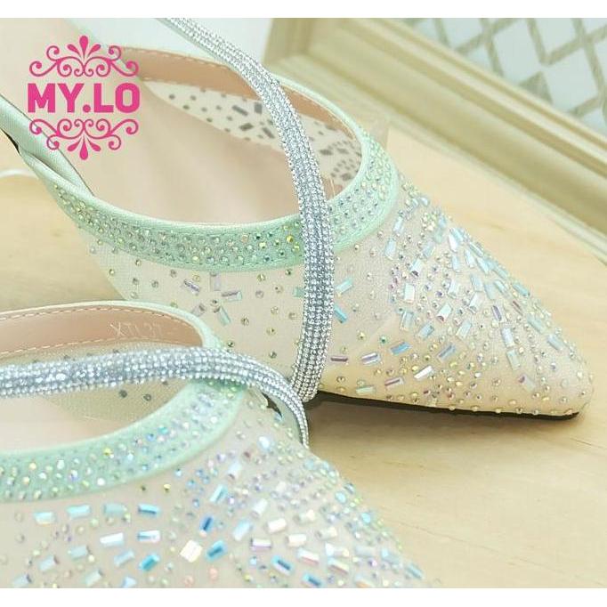 DY112 - SANDAL PESTA WANITA SELOP KEBAYA PENGANTIN SENDAL WEDDING LAMARAN SESERAHAN SEPATU WISUDA Sh