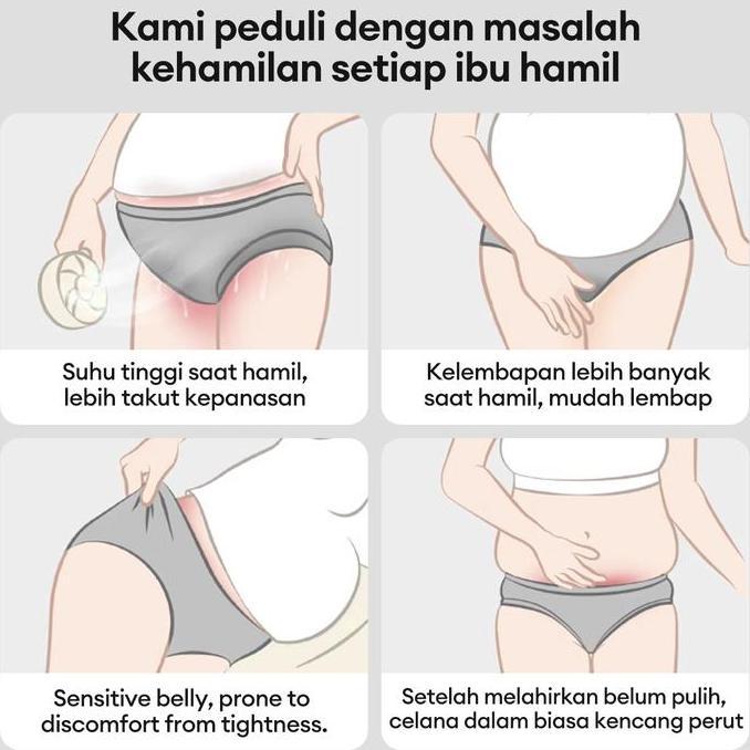 DY32 - 2/3/4/6pcs cd ibu  bumil celana dalam hamil kain lembut banyak size bahan katun pinggang ting