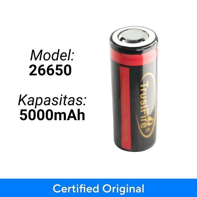 Batu Batre Baterai 26650 3.7V Li-Ion Battery 26650 Rechargeable original