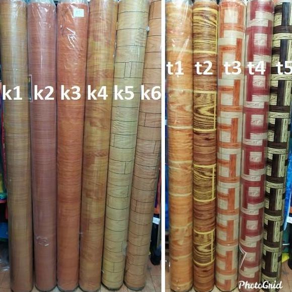 Karpet Lantai Plastik Vinyl Per Rol Motif Kayu Alas Taplak Meja Perlak