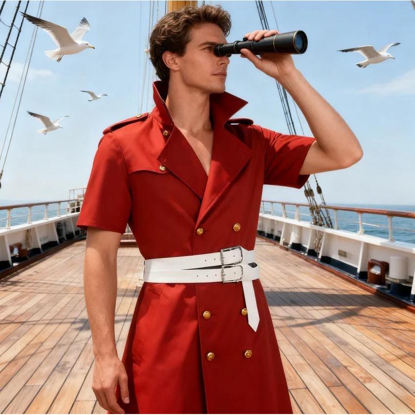 Anime Dr.STONE cos suit with brown coat costume accessories Full set of Nanami Ryusui cosplay suit C