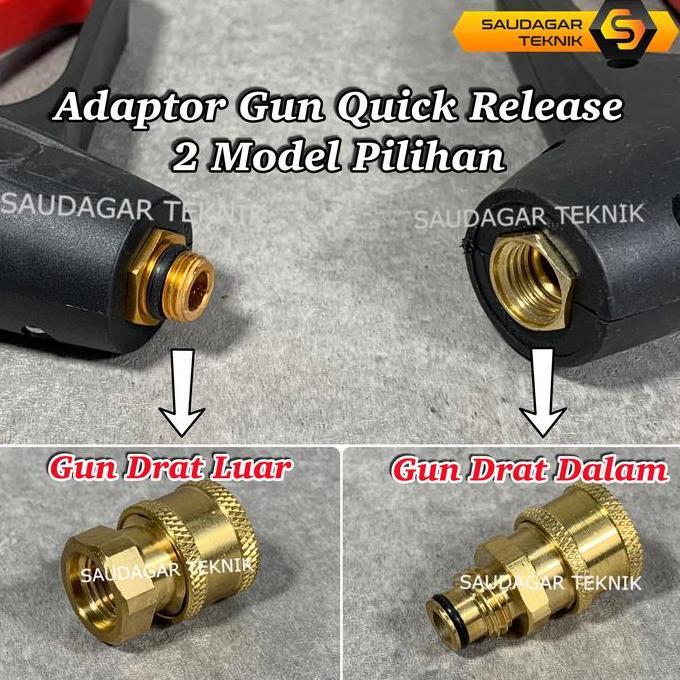 Adaptor Quick Release Khusus Gun Jet Cleaner Nepel Sambungan Gun Jet Cleaner Drat Dalam Drat Luar