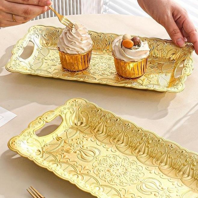 Nampan Makanan European Fruit Plate Tray Vintage Gold Nampan Saji Tray Nampan Makanan Tray Nampan Ac