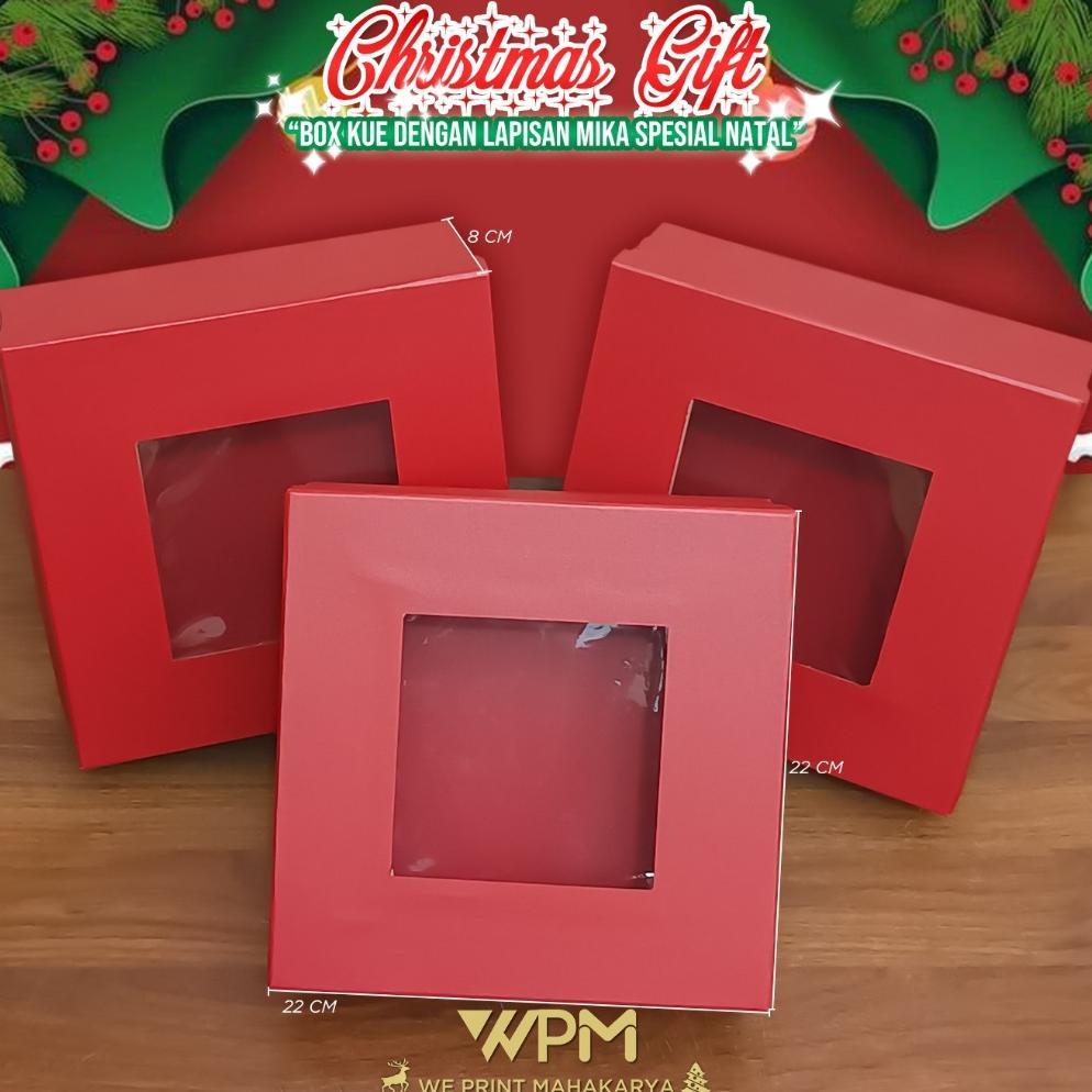 HARD BOX NATAL TUTUP MIKA / BOX KUE NATAL / KOTAK KUE NATAL /  LEBARAN / HARDBOX TUTUP MIKA LEBARAN 