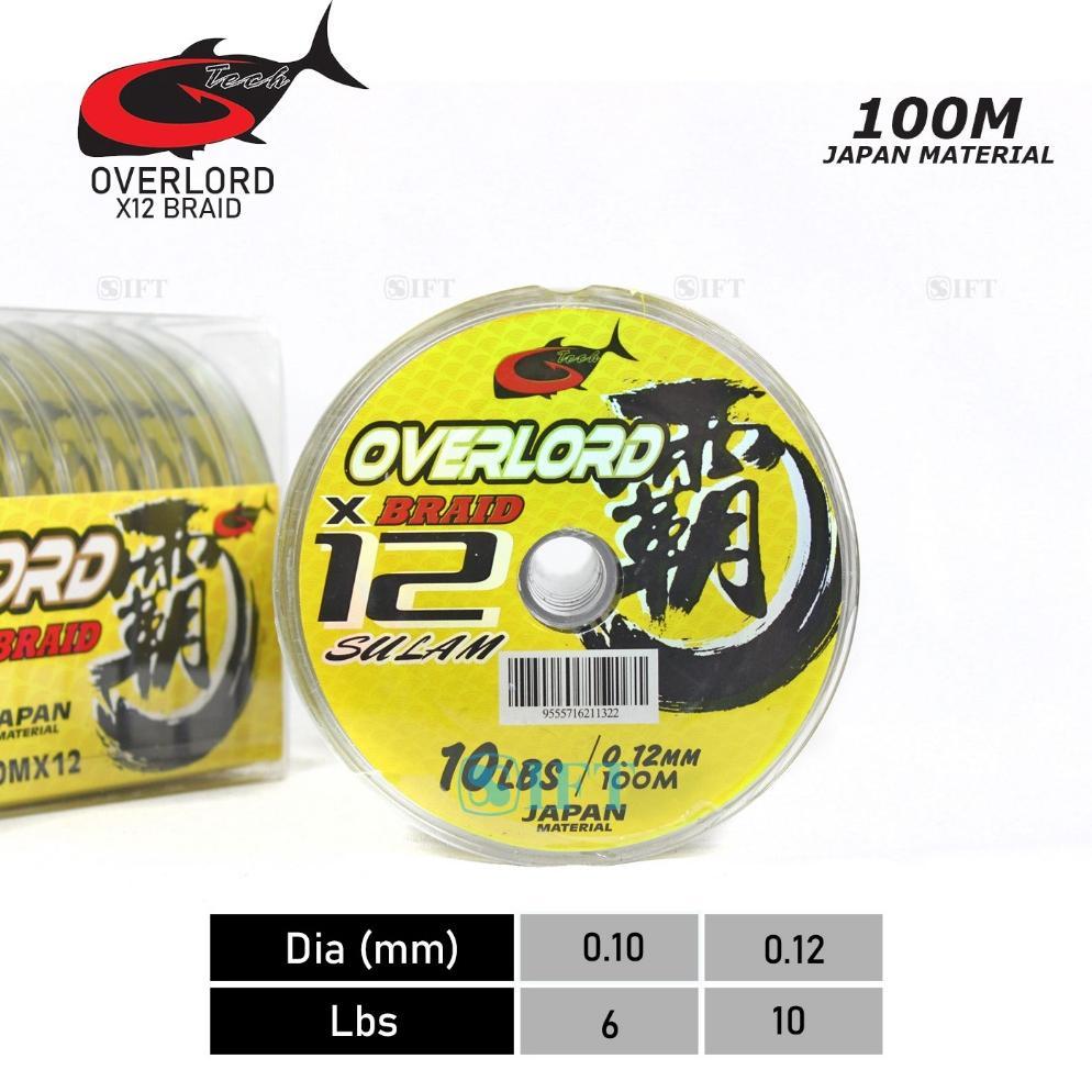 Senar PE G-Tech OVERLORD X12 100M 6 10Lbs Sulam | Japan Material Connecting 100Mx12 | GTech Fishing 