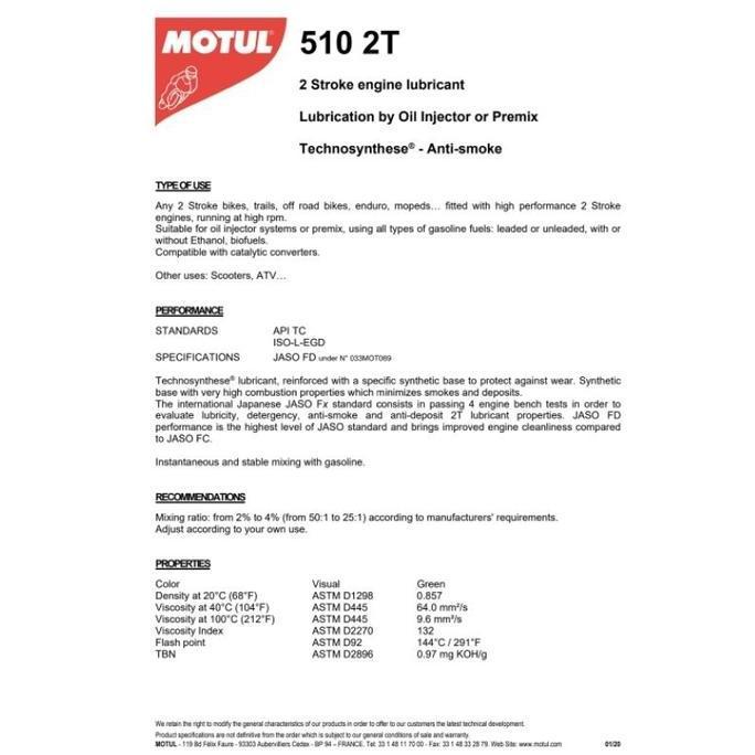 OLI MOTUL 510 Powerlube Oli Samping Motor 1L 1 Liter 2T 2 Tak Original