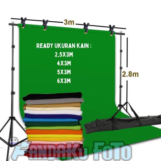 Stand background dengan kain backdrop green screen