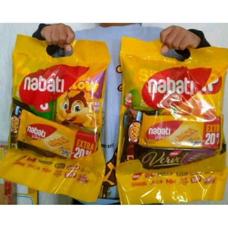 Paket ulang tahun Snack Nabati / paket PRJ BISA INSTAN 7 SNACK dengan jelly / susu ( INDOMILK)