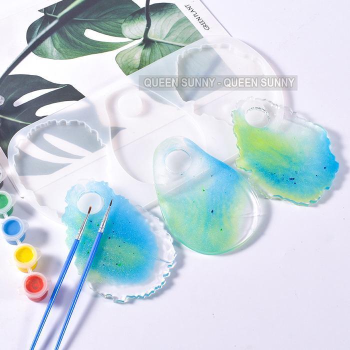 (Ready) Set 3In1 Cetakan Palet Lukis / Make Up / Cat Air / Tray Art Painter'S Palette Cetakan Siliko