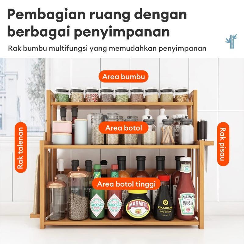 Botol Bumbu Rak/Rak Dapur/Rak Bumbu Dapur/Rak Serbaguna/Bumbu Dapur Bambu Serbaguna Rak/Rak Dapur Su