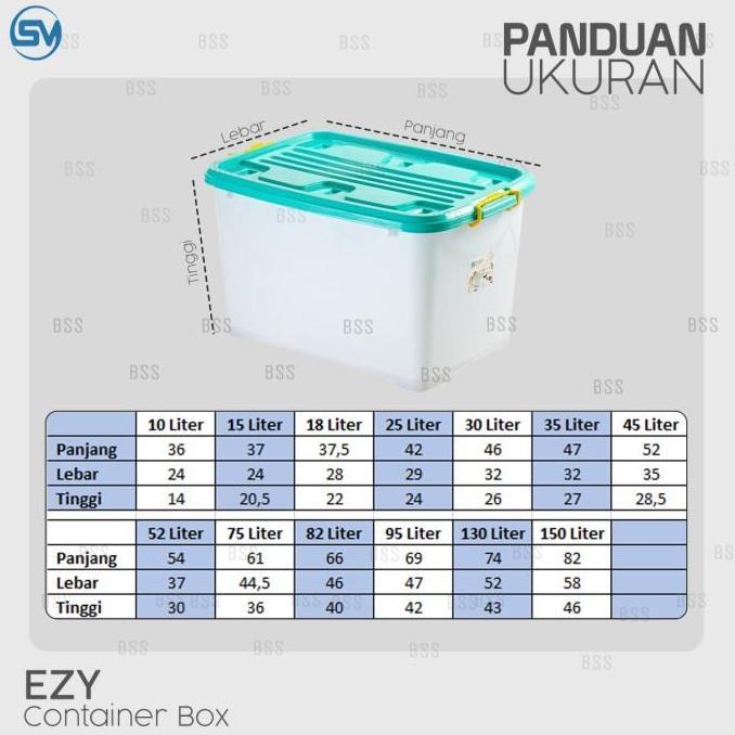 BSM BOX PLASTIK 52 LITER EZY / CONTAINER BOX EZY / KOTAK PENYIMPANAN