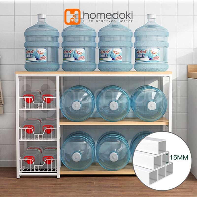 Homedoki Rak Dapur Kayu/Lemari Dapur/Lemari Dapur Minimalis/Rak Dapur Minimalis/Rak Microwave