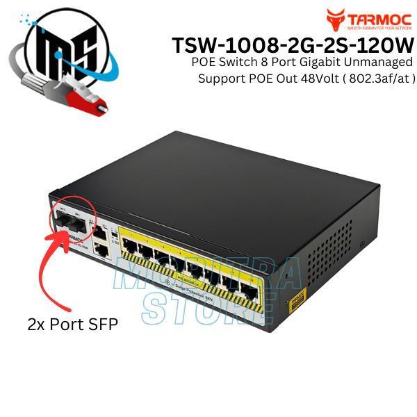 Tarmoc Tsw-1008-2G-2S-120W, 8 Port Gigabit Poe 802.3Af/At Poe Switch 120W New Stok