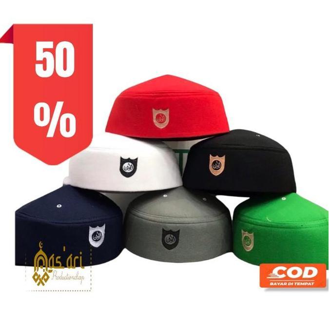 Termurah / Hot Sale (Isi 20 Pcs)Peci Solmet Uje Logo Jual Kodian Dewasa Peci Muslim Hijau Nyaman