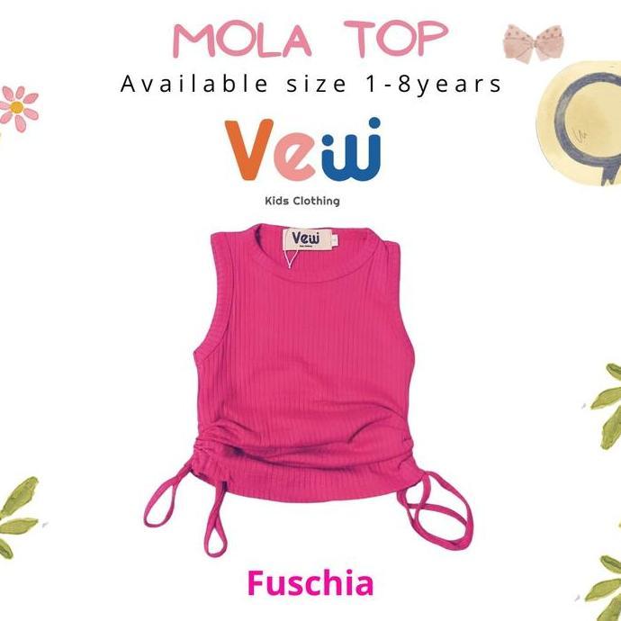 Wikipid- Vew - Mola Top - Atasan Serut Anak Perempuan / Tanktop Serut Anak Korean Fashion / Rib Knit