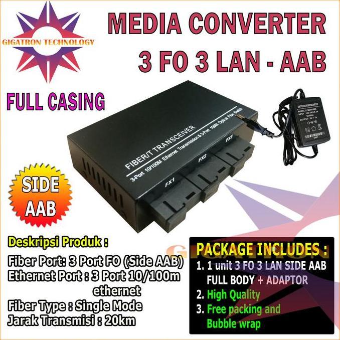 Media Converter 3 Port FO 3 Port LAN / Switch Fiber Optic 3 FO 3 LAN