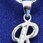 Kalung Perak Asli Silver 925 Lapis Emas Putih + Liontin Alfabet/Huruf R - Perhiasan Perak Wanita