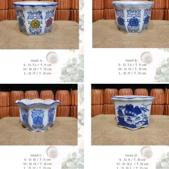 Pot Keramik C Satuan Pot Keramik Pot Keramik Motif Bunga