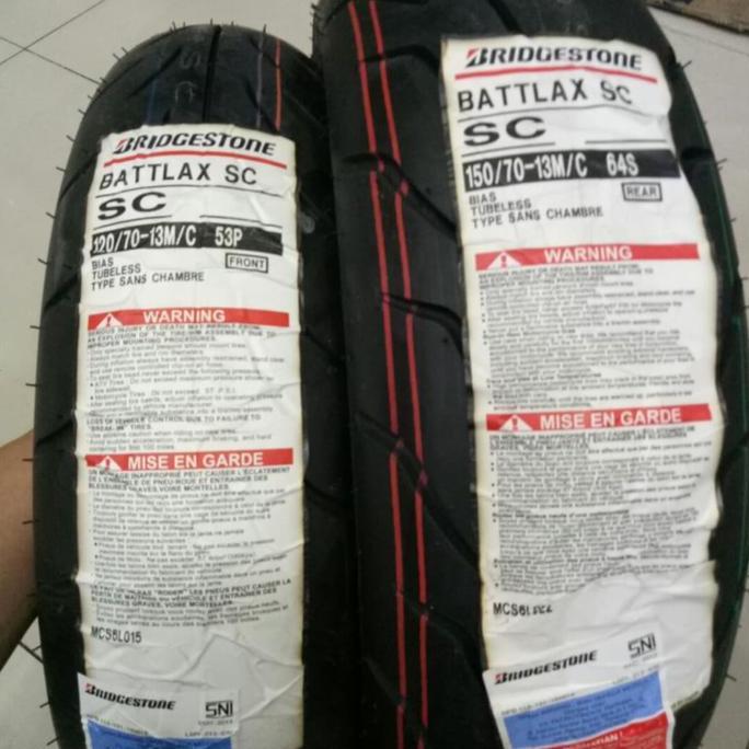 Terlaris Paketan Ban Luar Battlax Sc Uk 120/70-13 Dan 150/70-13 Ban Nmax