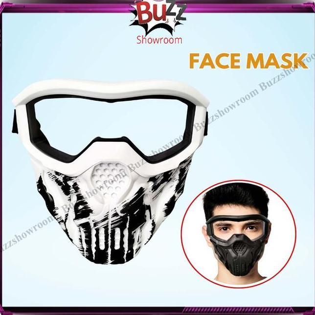 Face Mask Tactical Skull Helm Topeng Full Masker Tengkorak Goggle Kaca Pelindung Wgg Wgb