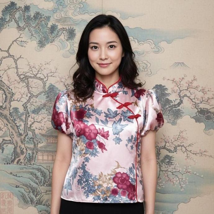 Termurah / Hot Sale Atasan Blouse Cheongsam Kerah Shanghai Qibao Imlek Size Jumbo Ld 120Cm
