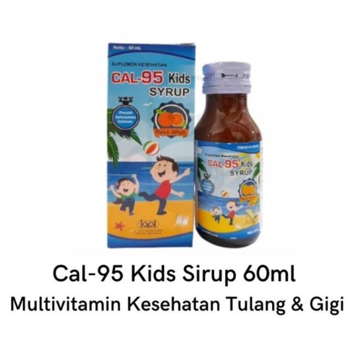 Cal-95 Kids Sirup 60ml Multivitamin Kesehatan Tulang & Gigi dengan Calcium 200mg Vitamin D3 200 IU &