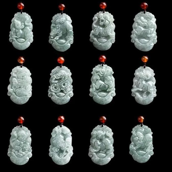 Kalung Giok 12 Shio - Kalung Batu Giok Hijau Shio Keberuntungan Asli