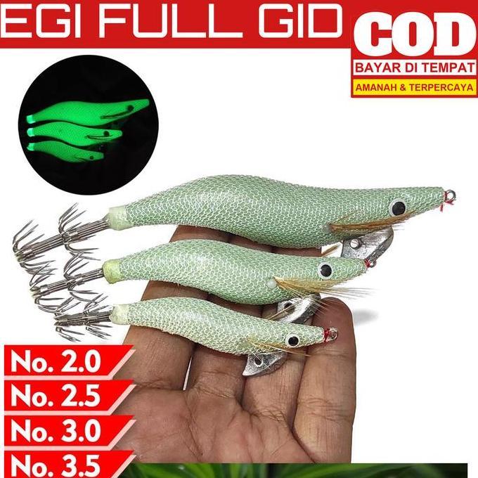 FINESSE Umpan Cumi Egi Full GID Glow in The Dark Casting Sotong Mancing Pancing