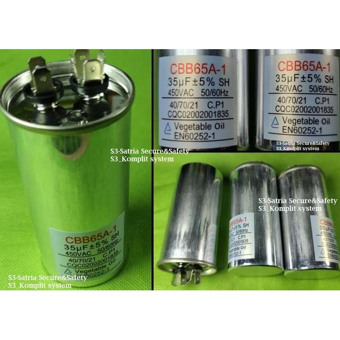 Kapasitor 35Uf 450Vac 50/60Hz Cbb65A-1 35 Uf Ac Air Conditioner Cbb65 Baru