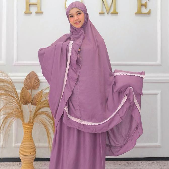 Disiniaja- Mukena Premium Polos Jumbo Renda Dewasa Fara Arnisa Official Atasan Bawahan