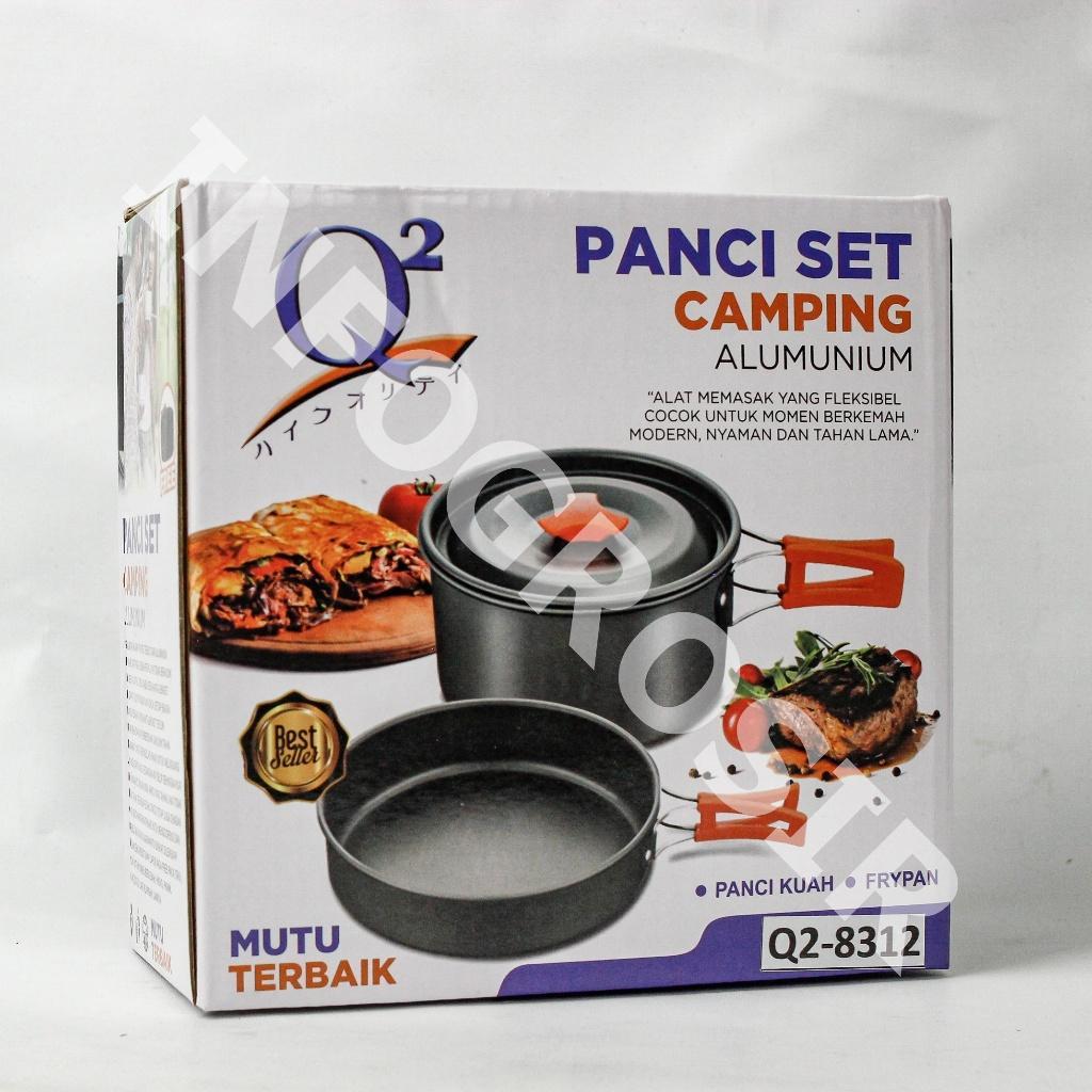 Panci Set Camping 2 Susun / Panci Set Camping Q2-8312 Free Sponge Cuci