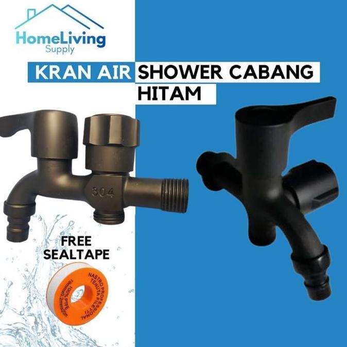 Teruss- Kran Air Shower 2 Cabang - Hitam