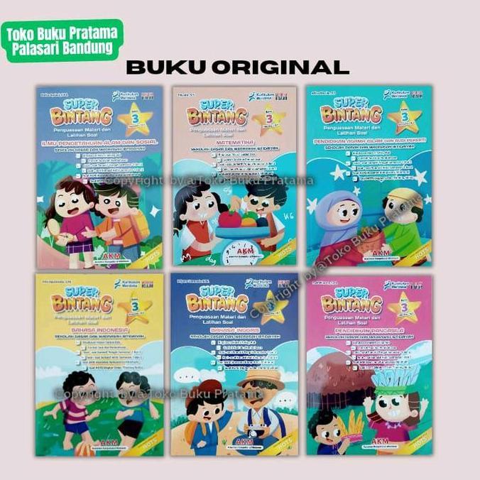 Buku Super Bintang LKPD Latihan Soal Kelas 3 Matematika,IPAS,Indonesia,Inggris,Agama,Pancasila
