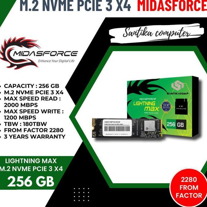 TERMURAH - M.2 Nvme Midasforce 256gb - M2 Nvme 256gb Midas Pcie Gen3 X4 Ssd