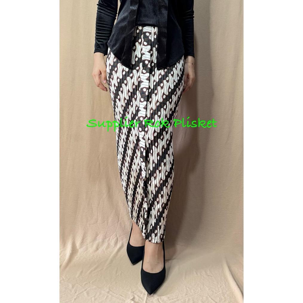 BRAND NEW Rok plisket batik parang seri putih / rok batik plisket / rok kondangan