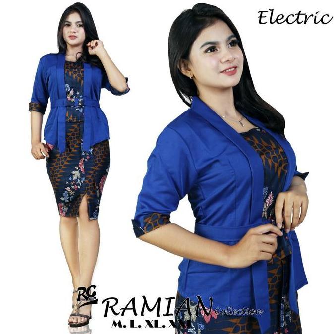 MD51 >> Satu Set Kebaya Etp Pendek Batik Blouse Abaya Kutu Baru Kebaya Modern Polos Katun Setrip By