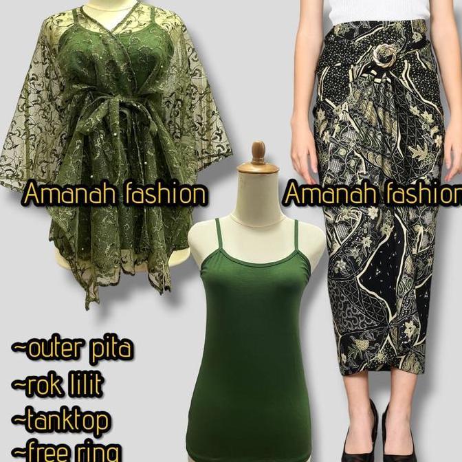 MD56 }} Setelan kebaya modern tille outer pita cantik mix satin brukat kondangan wisuda bridesmaid &