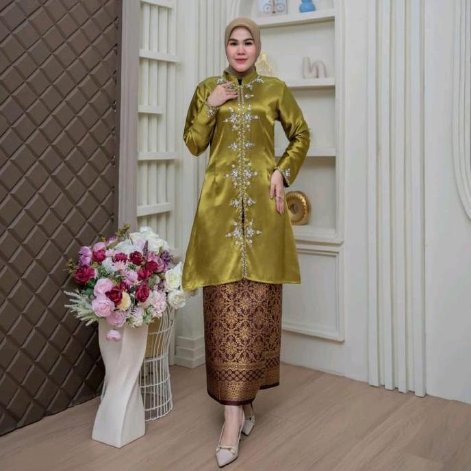 MD35 >> Free Hijab Stelan Dan Atasan Kebaya Payet Qamara Malaysia Baju Kurung Melayu Baju Kondangan 