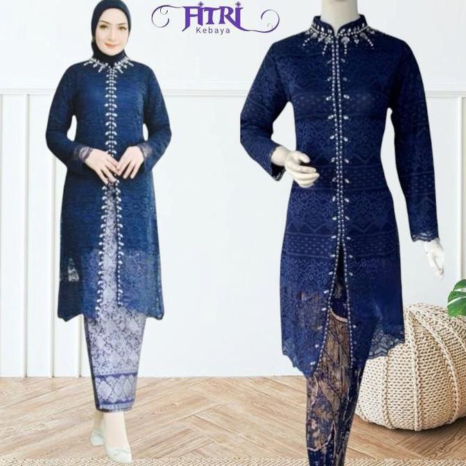 BL165 ~ Setelan Kebaya Tunik Payet Brokat Modern Jumbo LD 130 Mix Rok Songket Dan Plisket Kebaya Kur