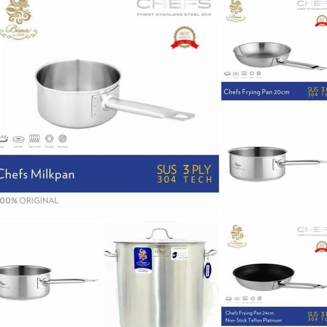 Bima Chef Sauce Pan Fry Pan Milkpan Stainless Sus 304 Frying Pan Chefs