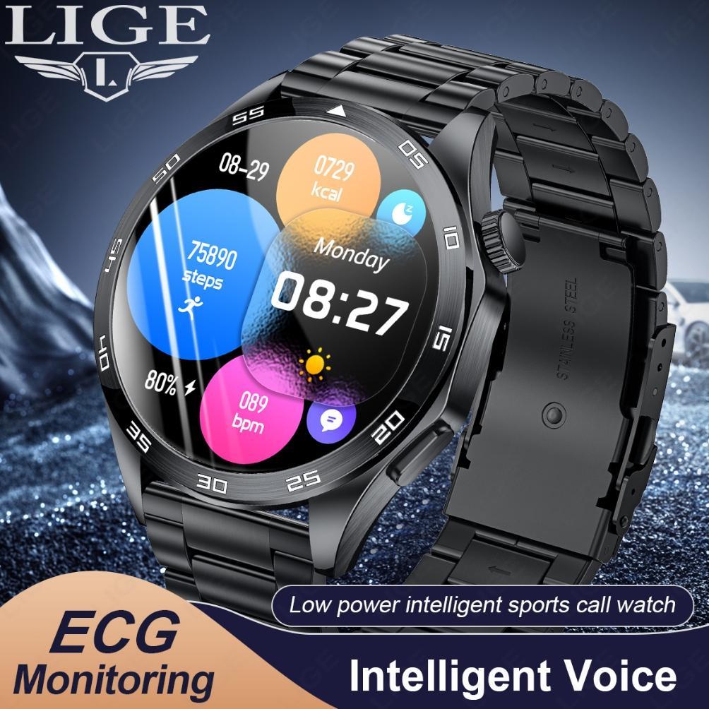HOT DEALS LIGE Smart Watch Pria Layar AMOLED Panggilan Bluetooth Tahan Air Olahraga Luar Ruangan Sma