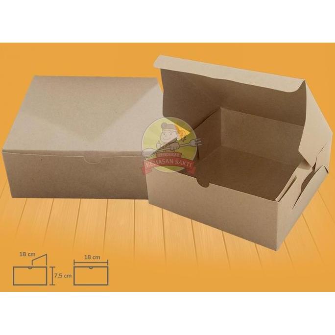Paper Kraft Box Nasi / Dus Nasi Coklat 18x18 / Box Snack Kue Hidangan