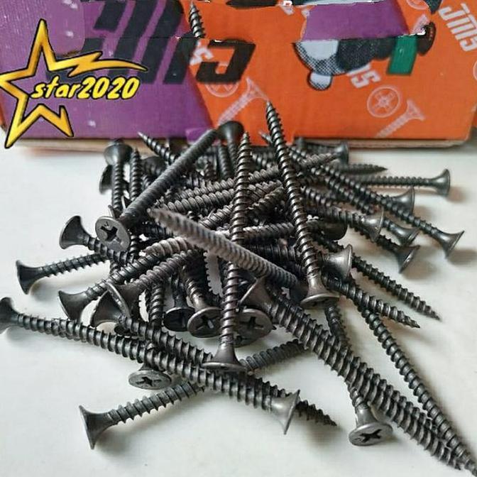 300Pcs Skrup Gypsum Panjang 5Cm Sekrup Gipsum 6X2" Sekrup Hitam 6 X2" Panjang 5 Cm Isi 300Pcs Baut S