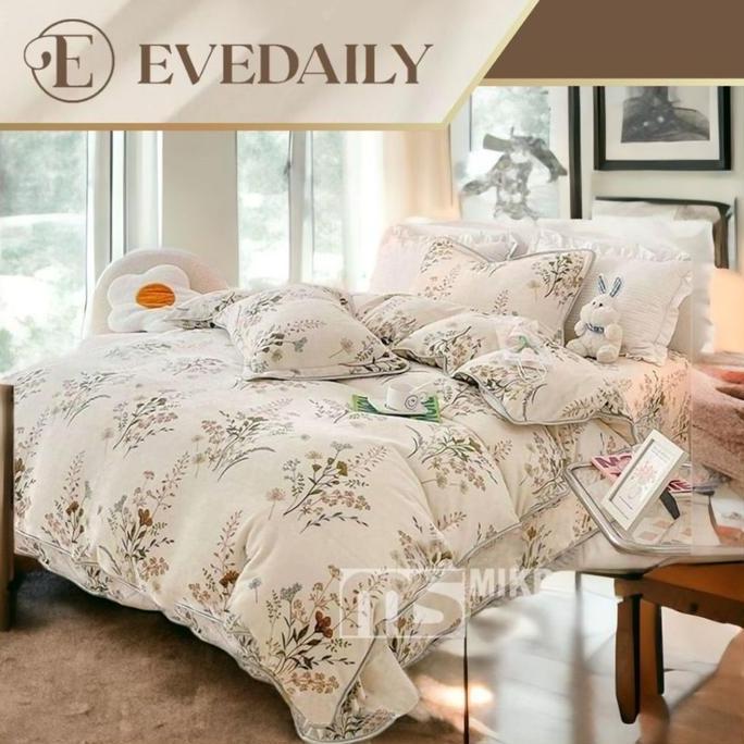 Bedcover Set Motif Theresia - Bunga - Putih  - Mewah - 90x200 - 200x200 - Evedaily