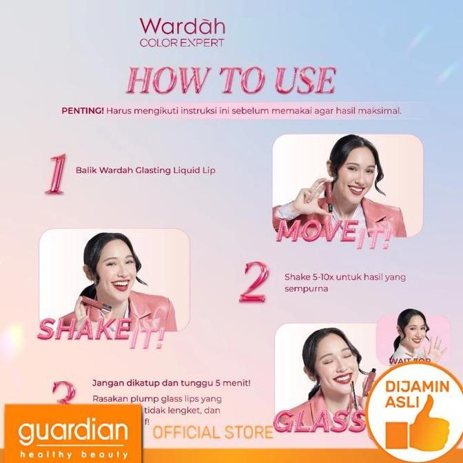 Papupi- Wardah Glasting Liquid Lip - Hi-Pigmented Glass Color - 06 Ruby Sparks