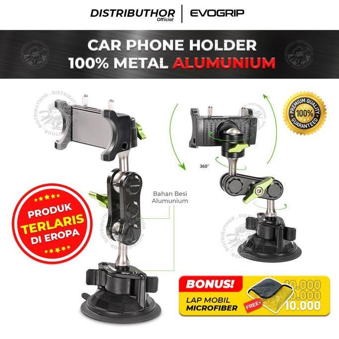 Frembit- Evogrip Cm100 Car Phone Holder Alumunium Di Kaca Holder Hp Mobil Premium Full Besi Super Ku