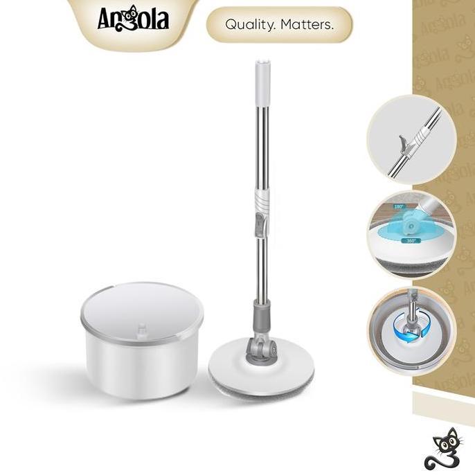 Cleanbit- Tp Angola Spin Mop D23 Alat Pel Lantai Otomatis Tanpa Peras