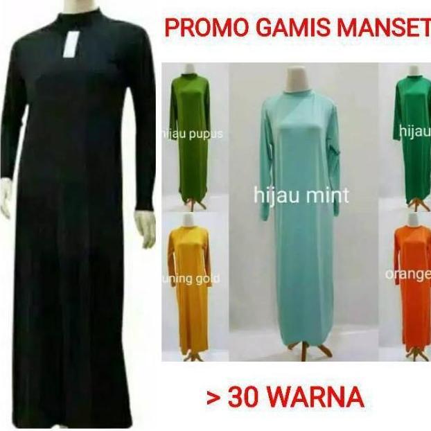 Promo Manset Gamis Lengan Panjang / Inner Dress Dalaman Gamis /  Mangset  Gamis Hitam Putih Spandek 