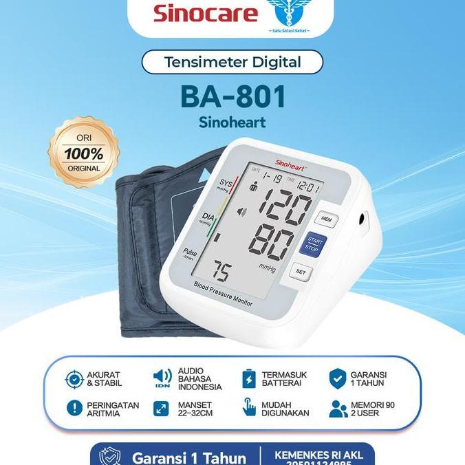 LAPAKJAJAN33 - SINOCARE ALAT TES TEKANAN DARAH BA-81 TENSI DIGITAL OTOMATIS AUDIO INDONESIA USER 2 M
